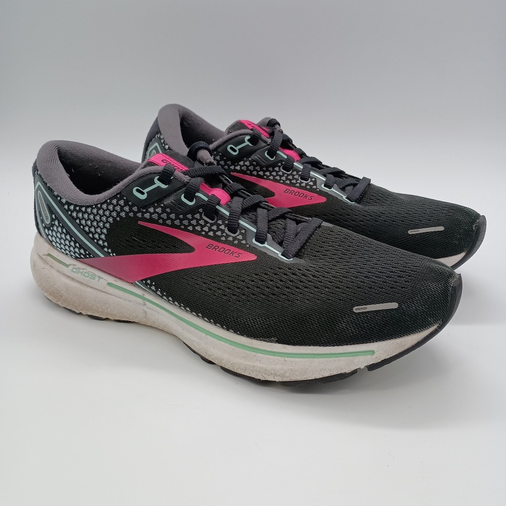 Brooks Ghost 14 Womens Running Shoes Black Pink Size 11